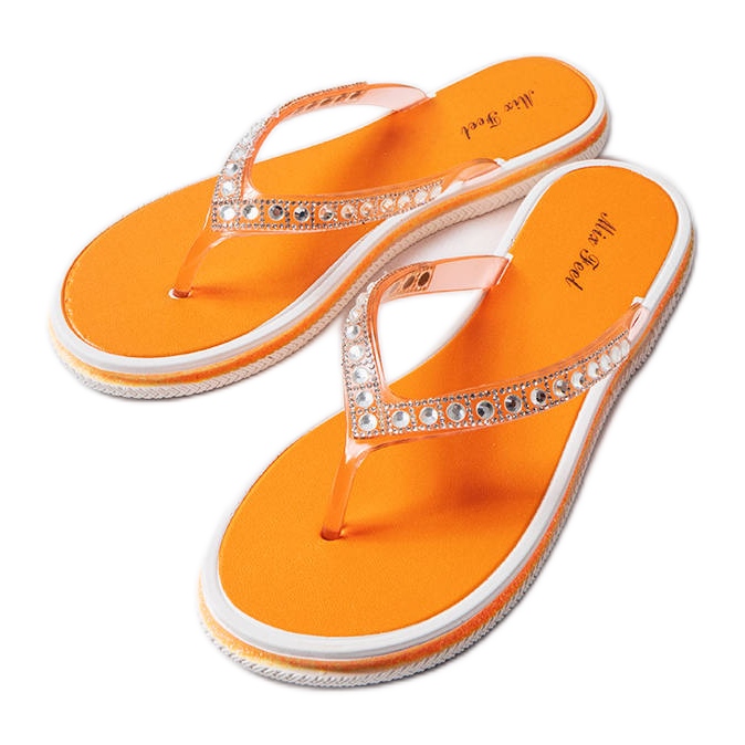 Flip-flops Patrier portocalii cu strasuri portocale