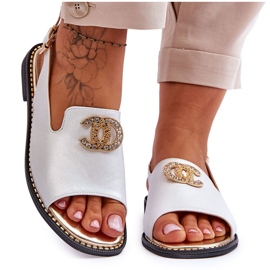 Sandale Dama Cu Decorat S.Barski KV-2775-49 Argintiu