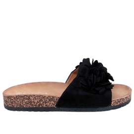 BM Papuci Fowley Black Flower Cork negru