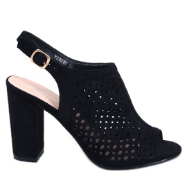 Noise Sandale negre cu toc ajurat negru Noise Sandale negre cu toc ajurat negru