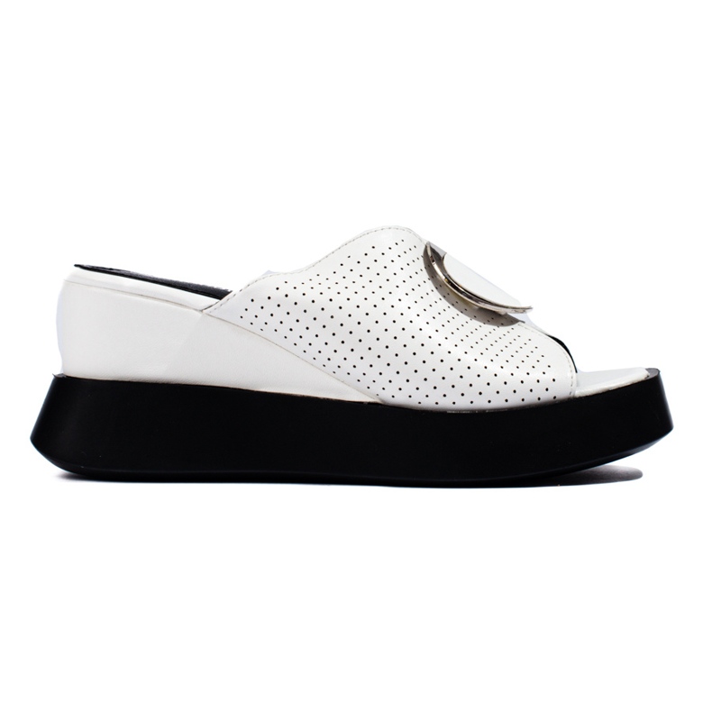 Sandale albe cu pană Shelovet Sandale albe cu pană Shelovet