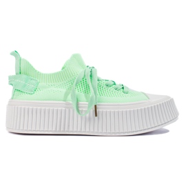 Adidași cu platformă ajurata verde deschis de la Shelovet Adidași cu platformă ajurata verde deschis de la Shelovet