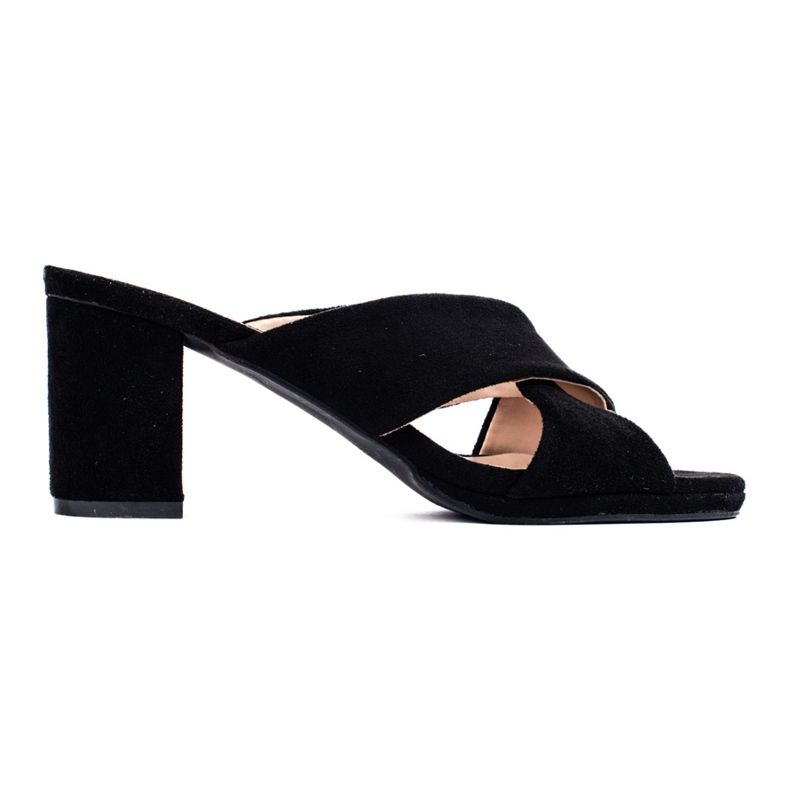 Papuci din piele intoarsa neagra de la Shelovet negru