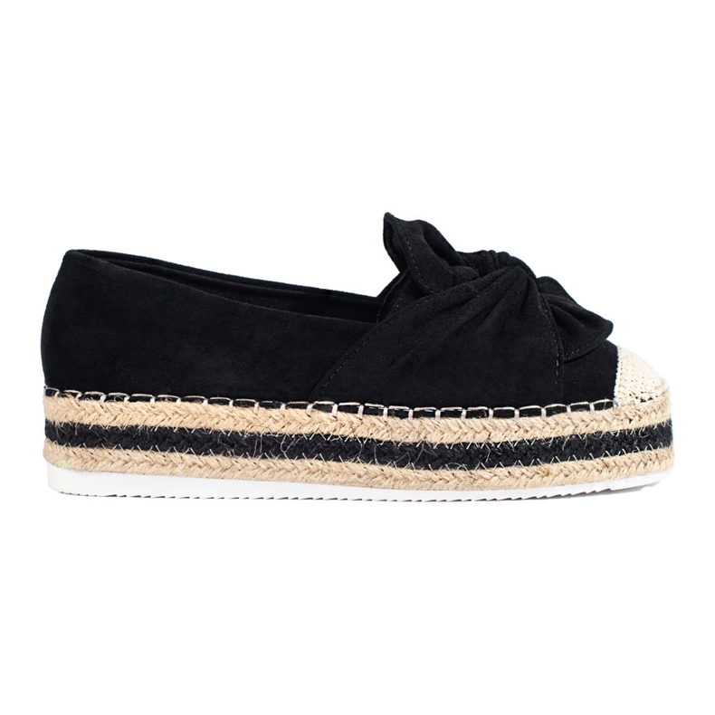 Espadrile de piele intoarsa neagra pe platforma cu fundita de la Shelovet negru