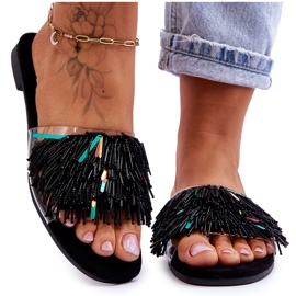 Papuci De Dama Cu Decoratiuni La Moda S.Barski KV-576-4 Negru incolor Papuci De Dama Cu Decoratiuni La Moda S.Barski KV-576-4 Negru incolor