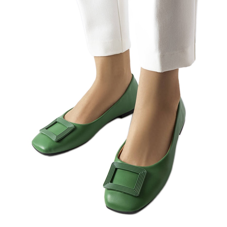 Balerini verzi cu cataramă Sheller verde