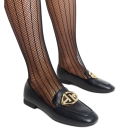 Mocasini negri cu decor auriu de la Bergeron negru Mocasini negri cu decor auriu de la Bergeron negru
