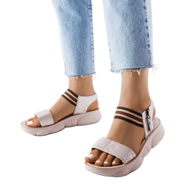 Sandale sport bej metalice de la Parsip