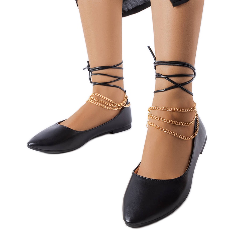 Balerini negri cu închizătoare decorativă de la Donat negru Balerini negri cu închizătoare decorativă de la Donat negru