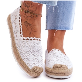FE1 Espadrile cu slip-on din dantela White Blanco alb