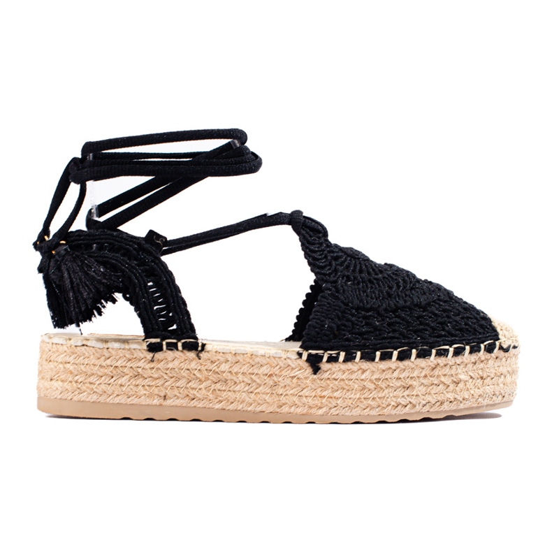 Espadrile negre cu platformă de la Shelovet boho negru Espadrile negre cu platformă de la Shelovet boho negru