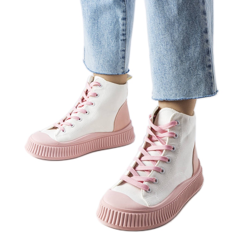 Adidași cu platformă Terri roz alb Adidași cu platformă Terri roz alb