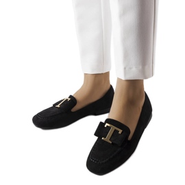 Mocasini negri din piele intoarsa ecologica de la Adélaïde negru Mocasini negri din piele intoarsa ecologica de la Adélaïde negru