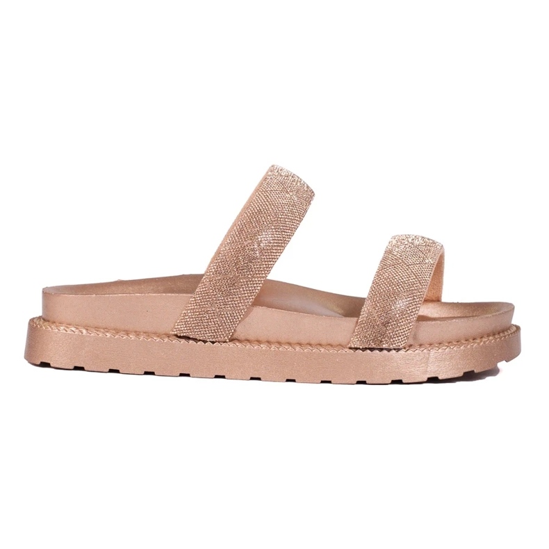 Papuci de aur pentru femei pe o talpă groasă Shelovet