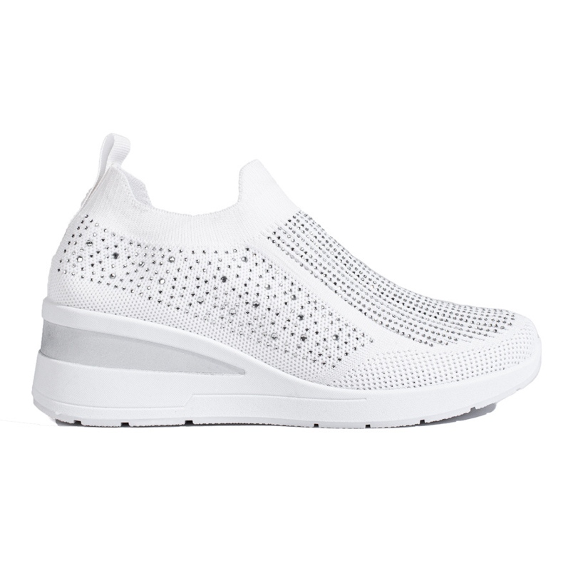 Tenisi cu pană din material textil alb Shelovet Tenisi cu pană din material textil alb Shelovet