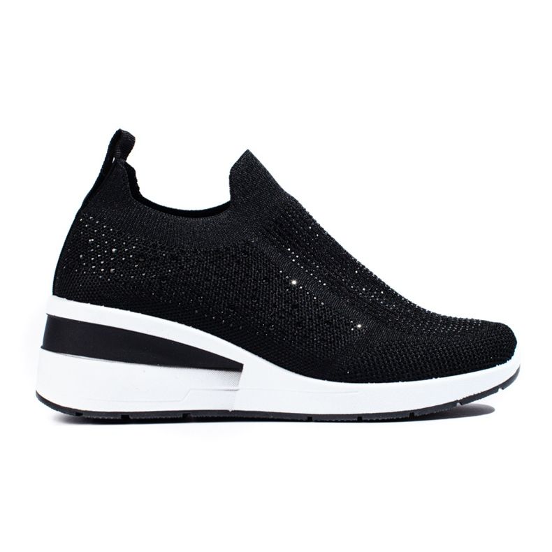 Adidași cu pană din material textil Shelovet negri negru