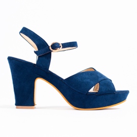 Sandale cu toc bleumarin de la Shelovet albastru Sandale cu toc bleumarin de la Shelovet albastru