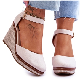 PS1 Sandale cu pană clasice de damă Bej Malani