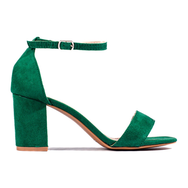 Sandale bloc din piele intoarsa verzi de la Shelovet verde