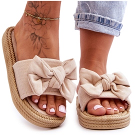 FK1 Papuci de damă din piele intoarsa cu fundita Bej Fency FK1 Papuci de damă din piele intoarsa cu fundita Bej Fency