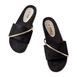 Flip-flops negri cu aplicare Plainfield auriu negru