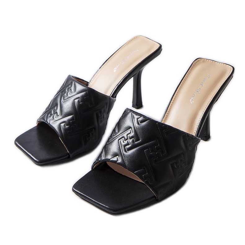 Sandale negre elegante cu toc de la Cambrina negru