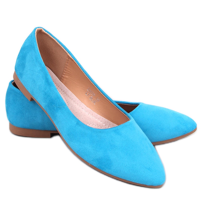 Seastar Balerini Keys LT.BLUE cu branț din piele albastru