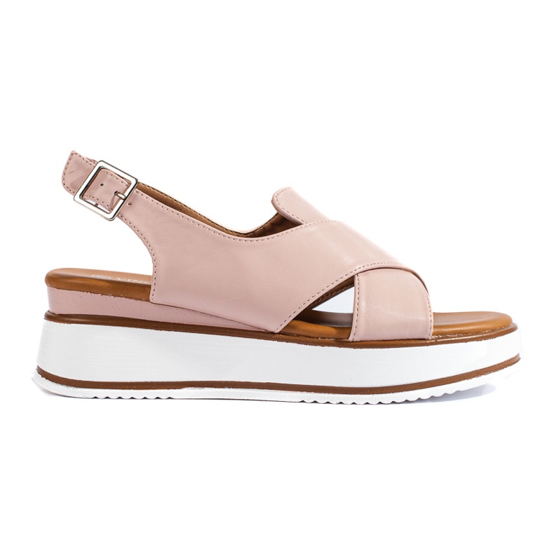 Sandale confortabile de damă Vinceza cu pană joasă bej