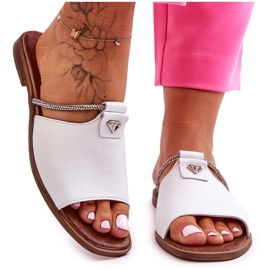 Sandale Damă Cu Toc Plat Nicole 2806/009 Alb