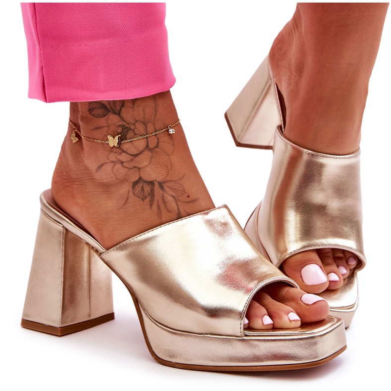 WS1 Tocuri înalte din piele Livesa aurii de aur WS1 Tocuri înalte din piele Livesa aurii de aur