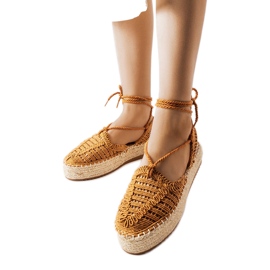 Espadrile cu șireturi camel de la Partenia maro