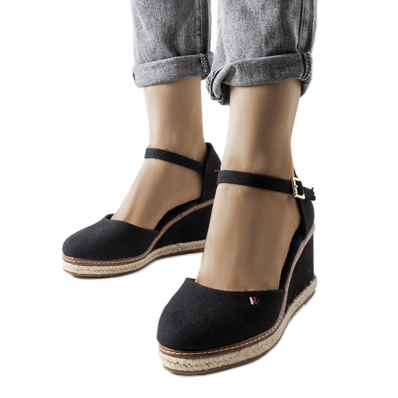 Espadrile negre cu pană de la Adelinda negru