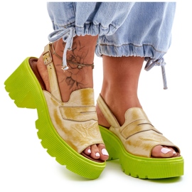 Sandale Piele Pe Tocuri Si Platforma Maciejka 06039-07 Galben