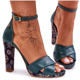 Maciejka 06081-09 Sandale din piele cu toc înalt Verde închis Maciejka 06081-09 Sandale din piele cu toc înalt Verde închis