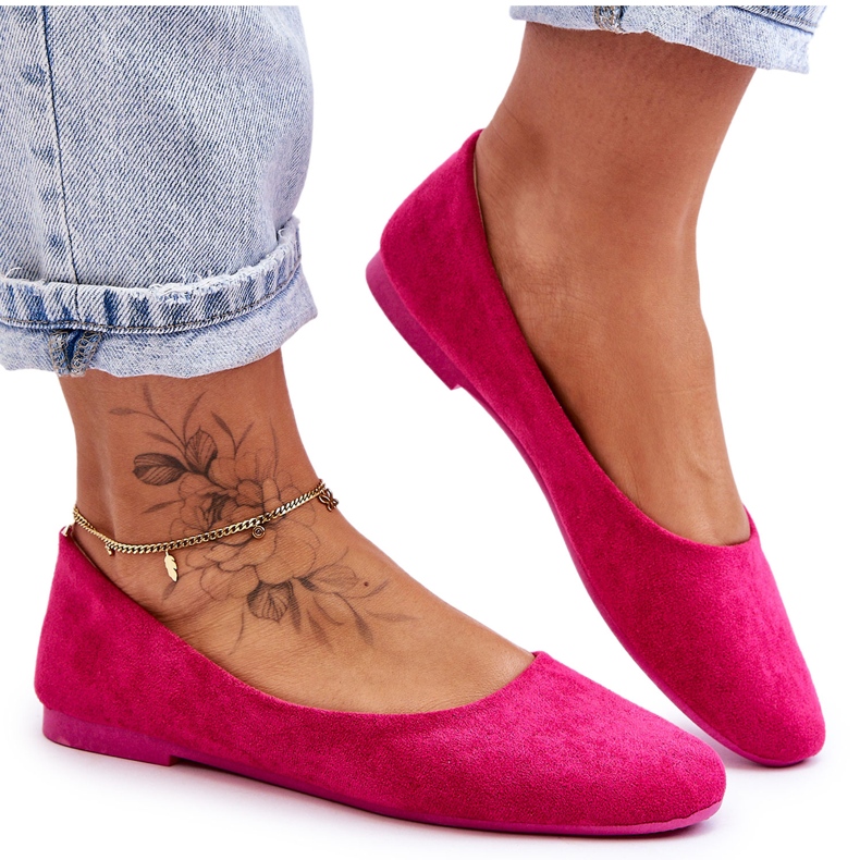 Balerina de damă piele intoarsa fuchsia lasota roz