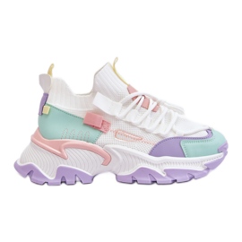 PS1 Pantofi de damă cu șosete alb/violet Keaton PS1 Pantofi de damă cu șosete alb/violet Keaton