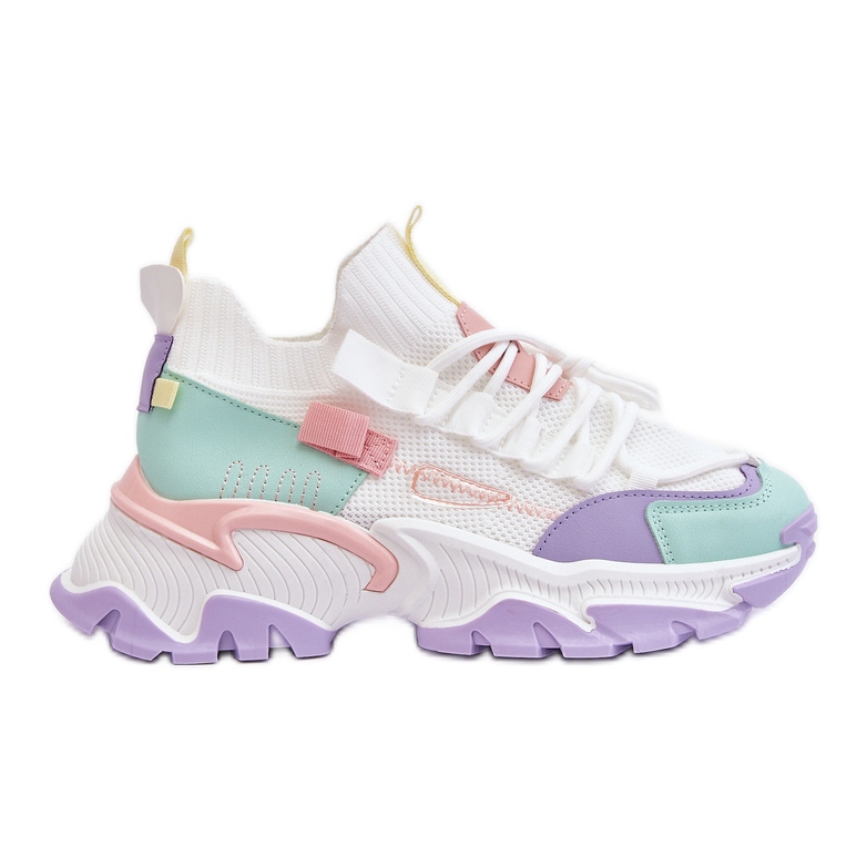 PS1 Pantofi de damă cu șosete alb/violet Keaton