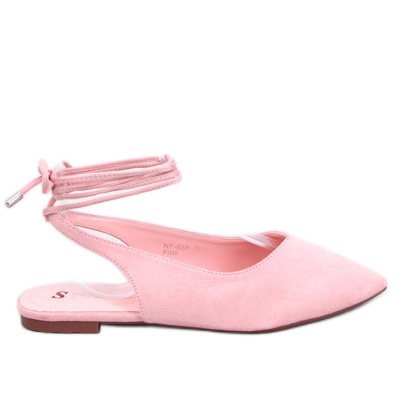 Balerini Pirson Pink cu șireturi, cu toc deschis roz Balerini Pirson Pink cu șireturi, cu toc deschis roz