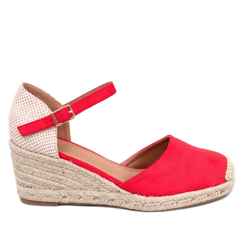 Espadrile Platten Red cu pană roșu