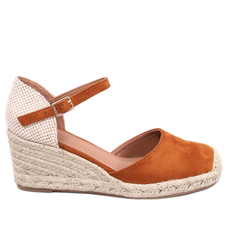 Espadrile Platten Camel cu pană maro