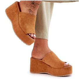 Papuci de damă Camel Martina Chunky Platformă maro