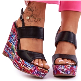 Sandale cu pană de damă Negru Calderia