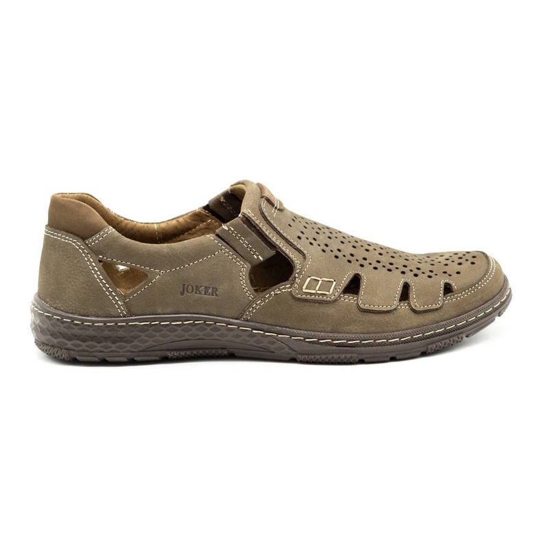 Joker Încălțăminte din piele de vară pentru bărbați, slip-on 500J olive verde