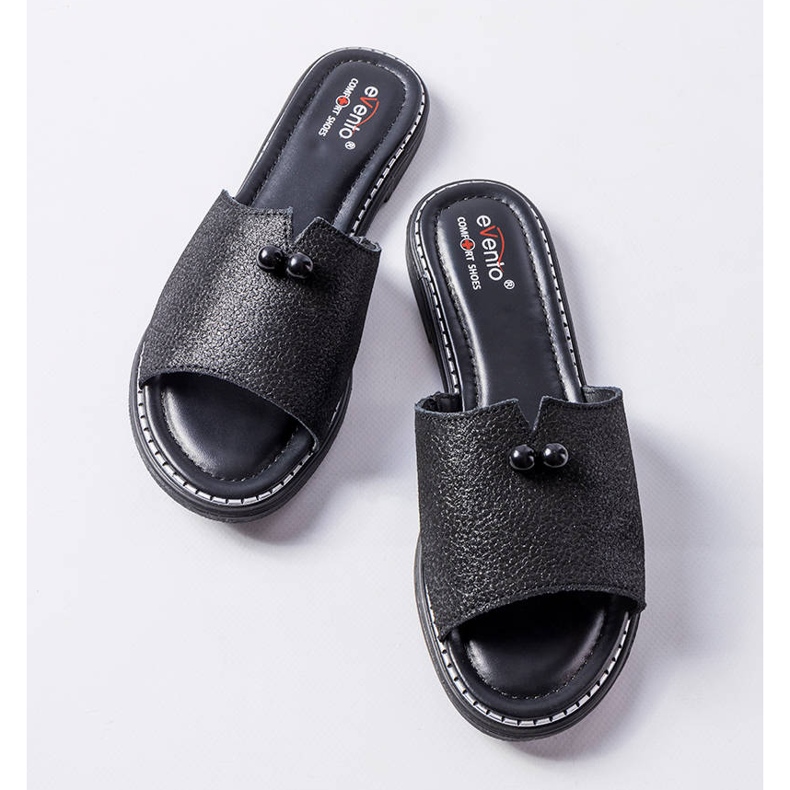 Sandale negre metalice cu perle de la Frederi negru