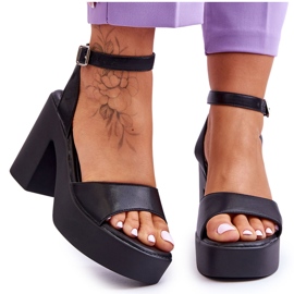 FS1 Sandale la modă pe tocuri masive Karmine negre negru