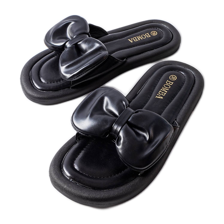 Papuci negri cu fundita de la Lende negru