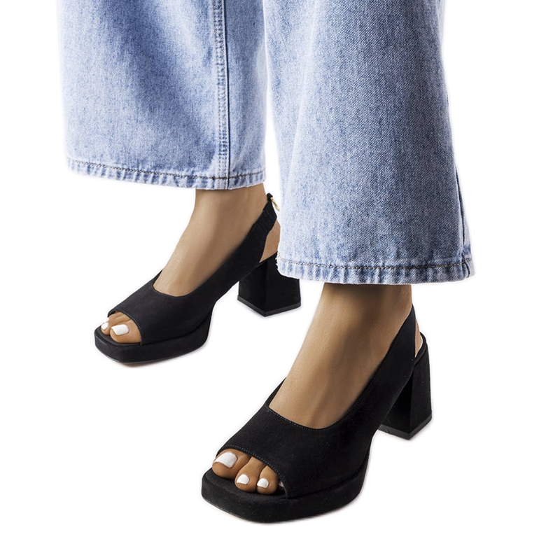 Sandale negre din velur de la Karino negru