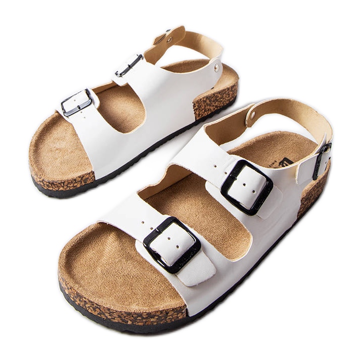 Sandale din plută albă cu catarame de la Lee Cooper LCW-22-35-1160L