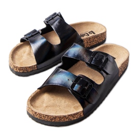 Glisoare din plută neagră cu catarame de la Lee Cooper LCW-22-35-1154L negru