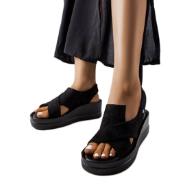 Sandale cu pană negre de la Adelina negru